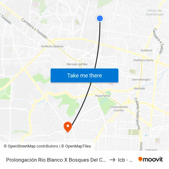 Prolongación Río Blanco X Bosques Del Centinela to Icb - Uag map