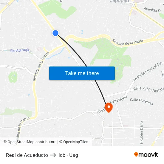 Real de Acueducto to Icb - Uag map