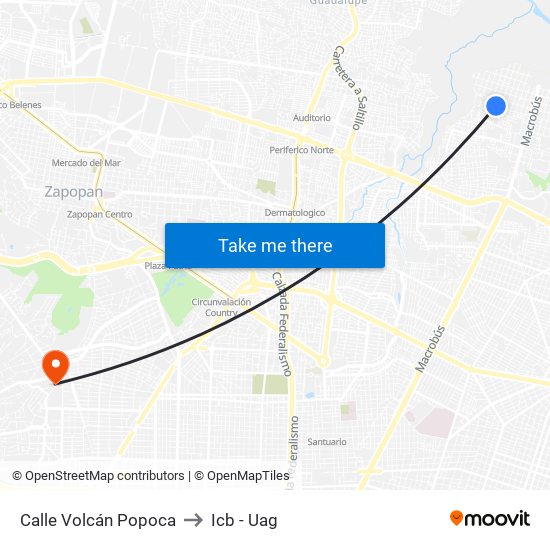 Calle Volcán Popoca to Icb - Uag map