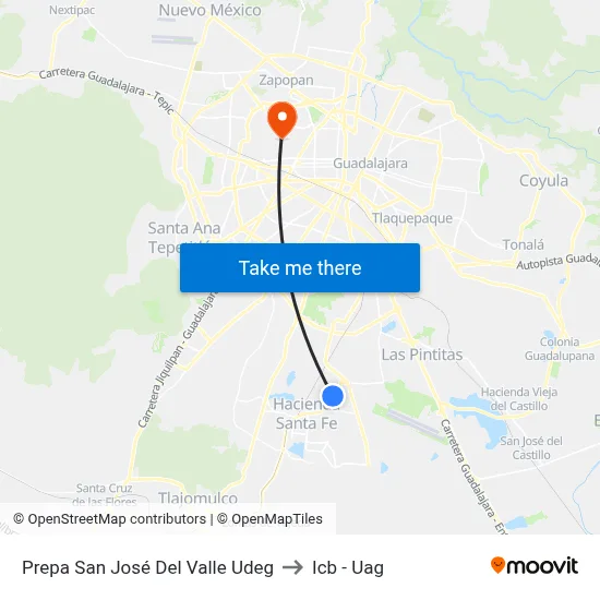 Prepa San José Del Valle Udeg to Icb - Uag map