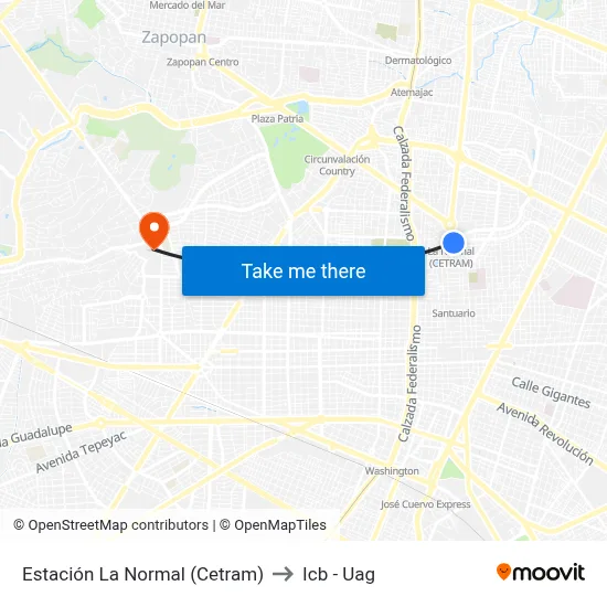 Estación La Normal (Cetram) to Icb - Uag map