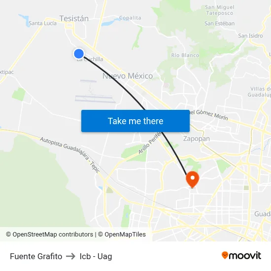 Fuente Grafito to Icb - Uag map
