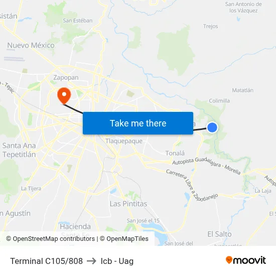 Terminal C105/808 to Icb - Uag map