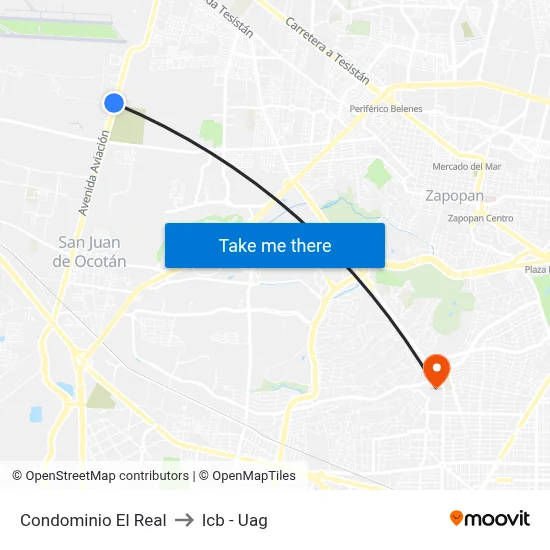 Condominio El Real to Icb - Uag map