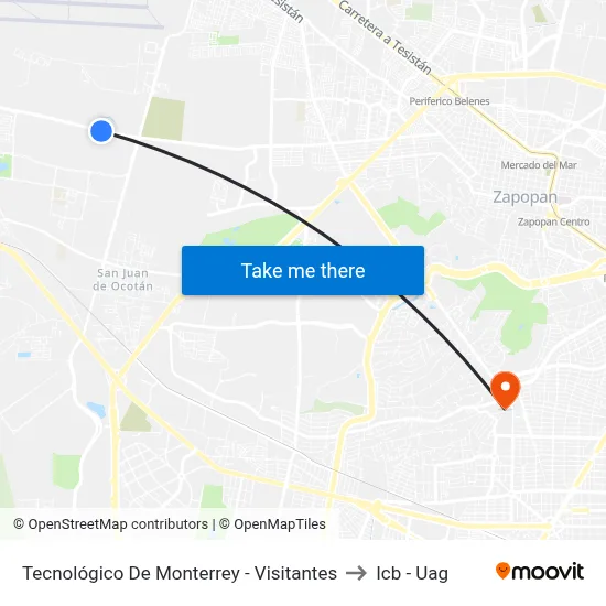 Tecnológico De Monterrey - Visitantes to Icb - Uag map