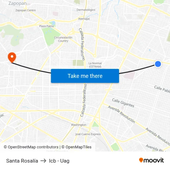 Santa Rosalía to Icb - Uag map