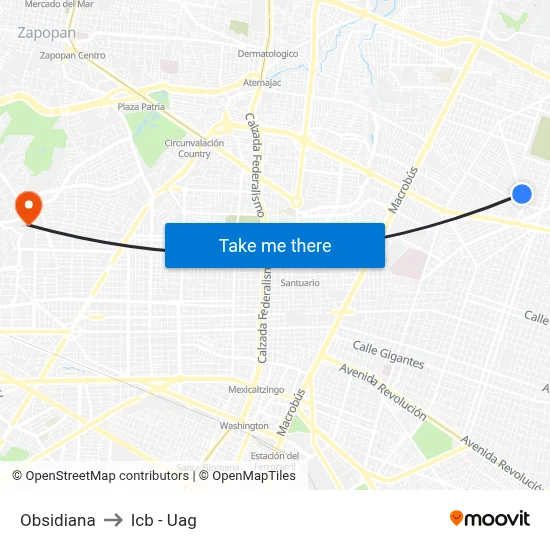 Obsidiana to Icb - Uag map