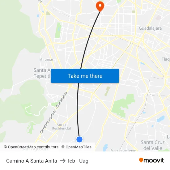 Camino A Santa Anita to Icb - Uag map