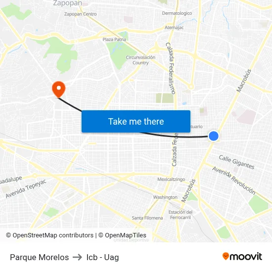 Parque Morelos to Icb - Uag map