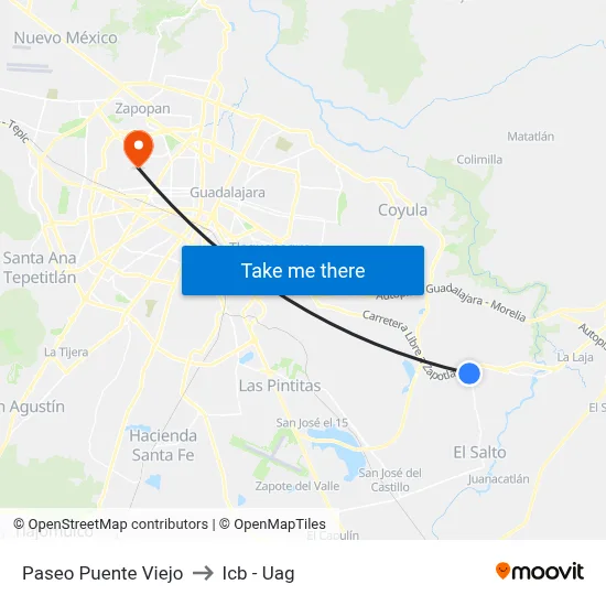 Paseo Puente Viejo to Icb - Uag map