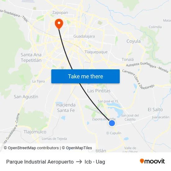 Parque Industrial Aeropuerto to Icb - Uag map
