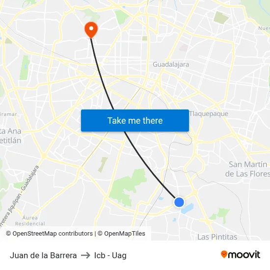 Juan de la Barrera to Icb - Uag map