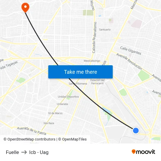 Fuelle to Icb - Uag map