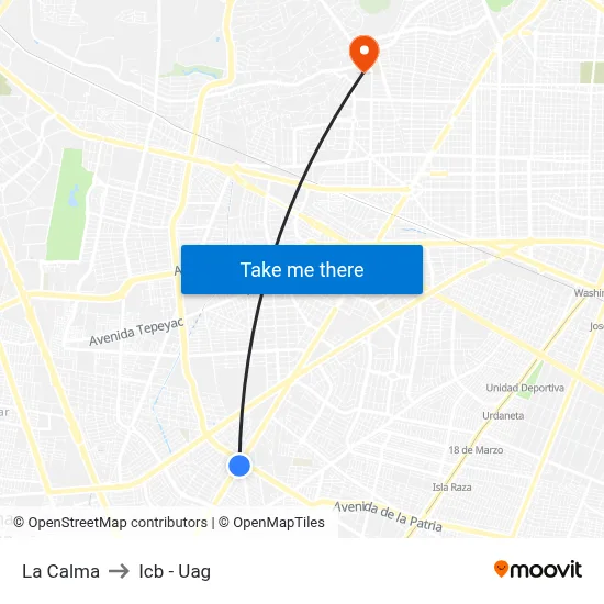 La Calma to Icb - Uag map