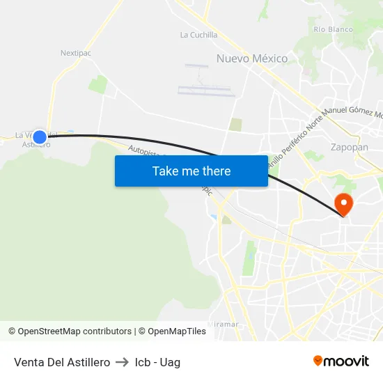 Venta Del Astillero to Icb - Uag map