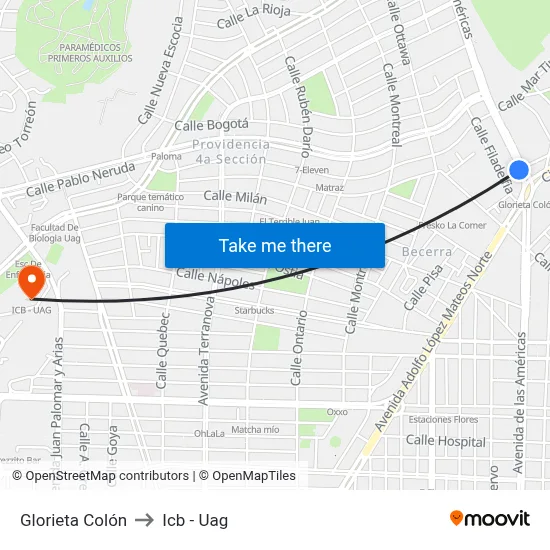 Glorieta Colón to Icb - Uag map