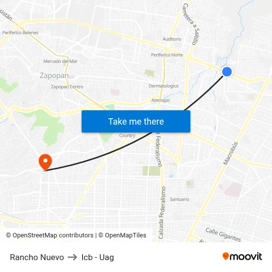 Rancho Nuevo to Icb - Uag map