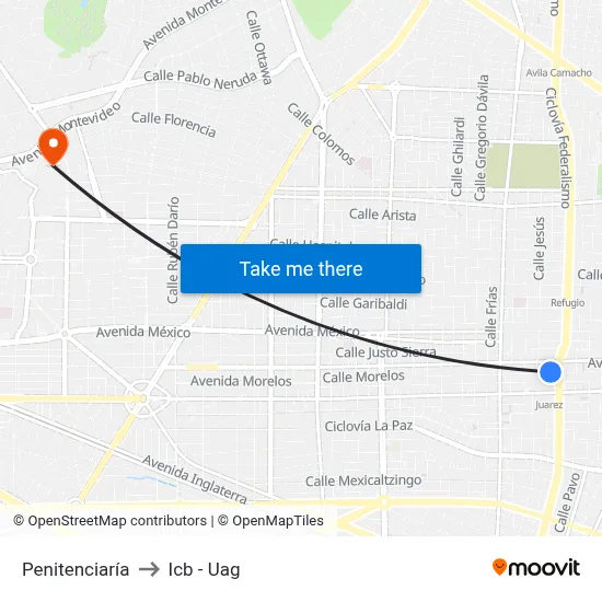 Penitenciaría to Icb - Uag map