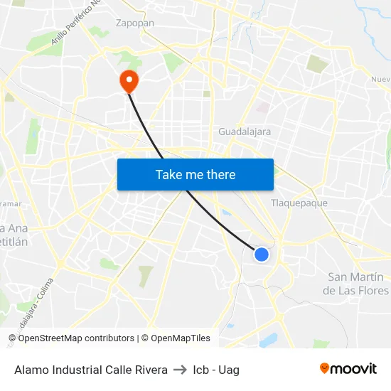 Alamo Industrial Calle Rivera to Icb - Uag map