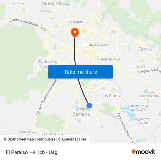 El Paraíso to Icb - Uag map