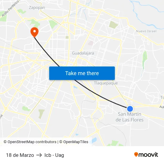 18 de Marzo to Icb - Uag map