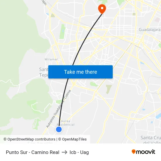 Punto Sur - Camino Real to Icb - Uag map