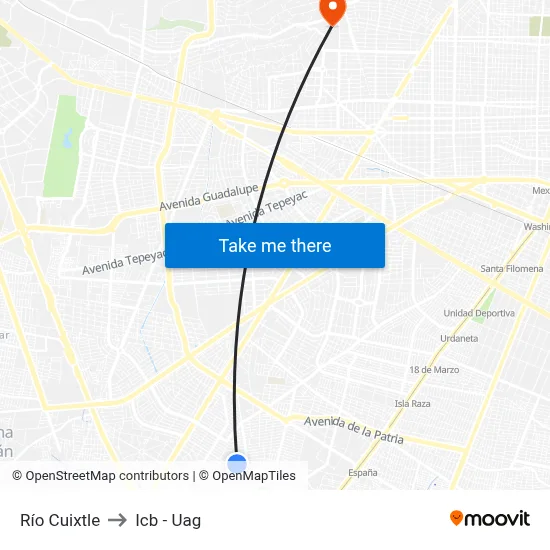Río Cuixtle to Icb - Uag map