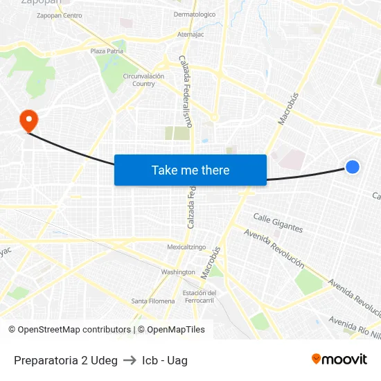 Preparatoria 2 Udeg to Icb - Uag map