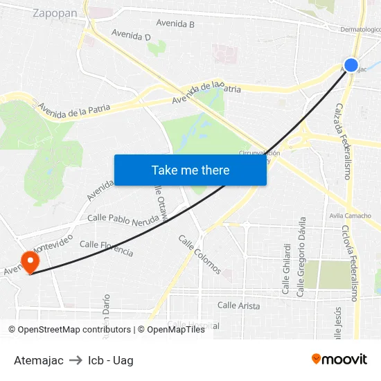 Atemajac to Icb - Uag map