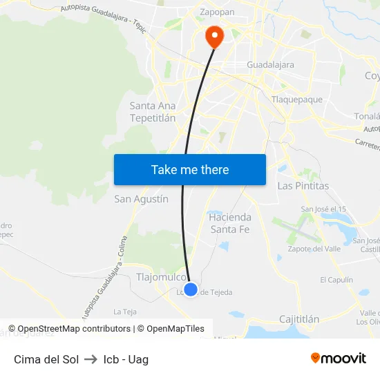 Cima del Sol to Icb - Uag map