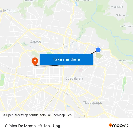 Clínica De Mama to Icb - Uag map