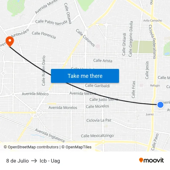 8 de Julio to Icb - Uag map