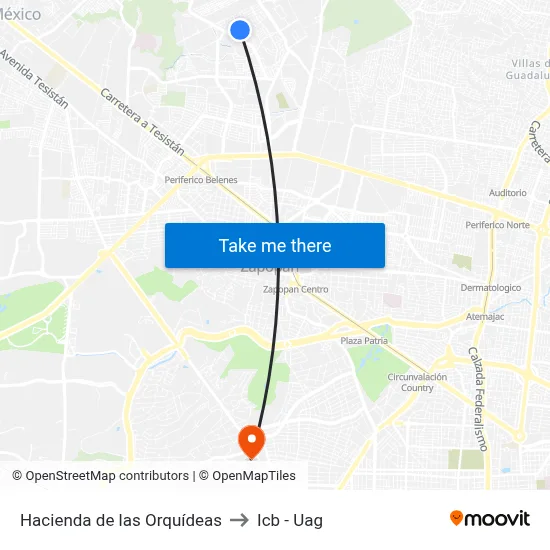 Hacienda de las Orquídeas to Icb - Uag map