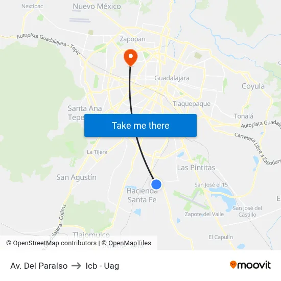 Av. Del Paraíso to Icb - Uag map