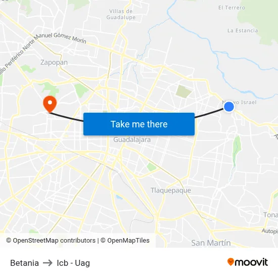 Betania to Icb - Uag map