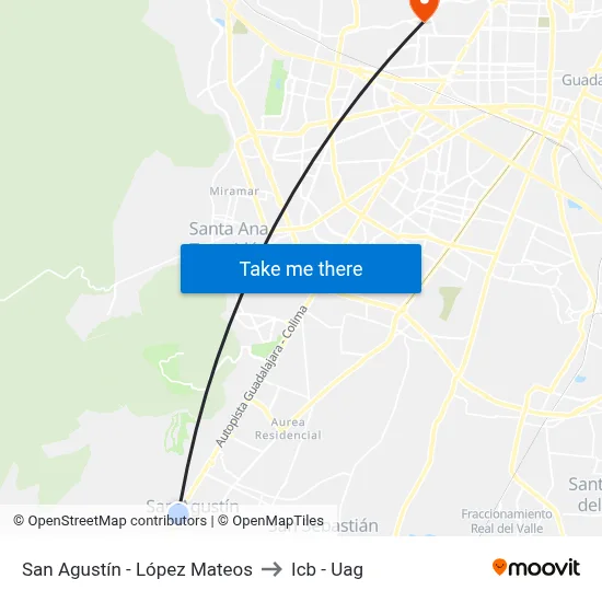 San Agustín - López Mateos to Icb - Uag map
