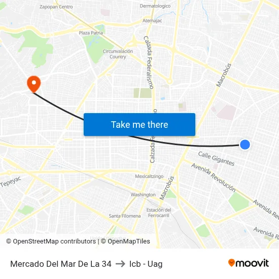 Mercado Del Mar De La 34 to Icb - Uag map