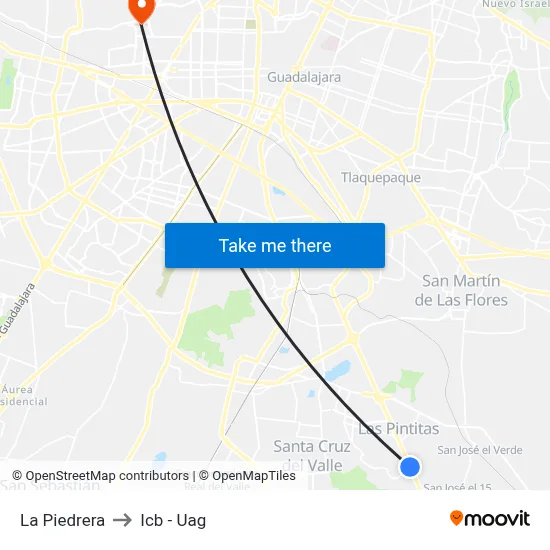 La Piedrera to Icb - Uag map