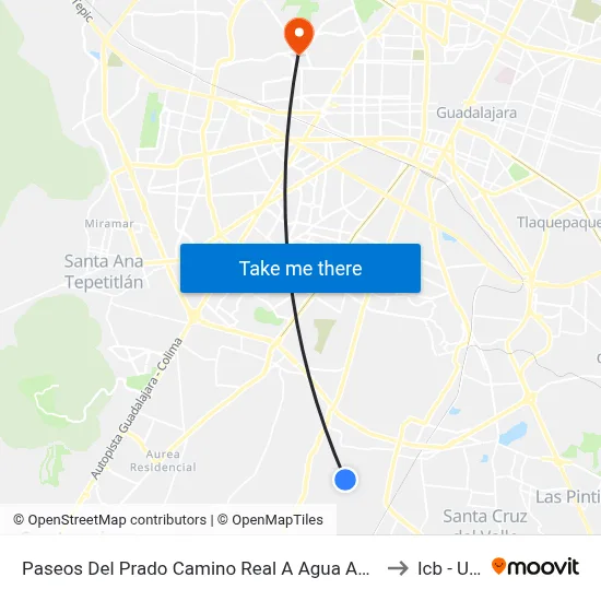 Paseos Del Prado Camino Real A Agua Amarilla to Icb - Uag map