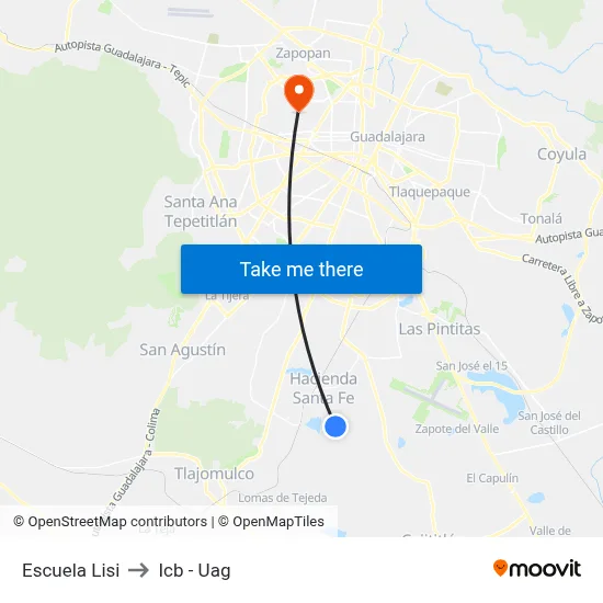 Escuela Lisi to Icb - Uag map