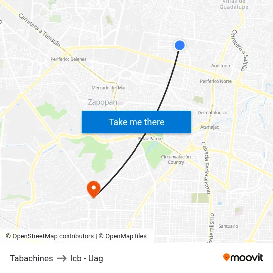 Tabachines to Icb - Uag map