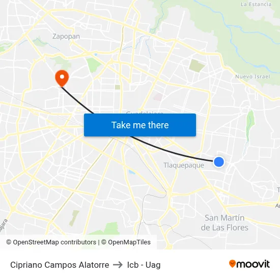 Cipriano Campos Alatorre to Icb - Uag map