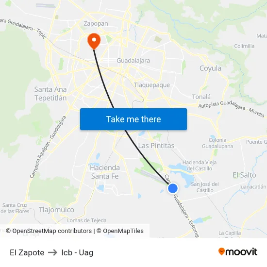 El Zapote to Icb - Uag map