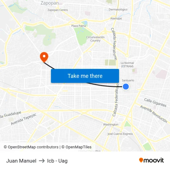Juan Manuel to Icb - Uag map