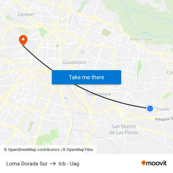 Loma Dorada Sur to Icb - Uag map