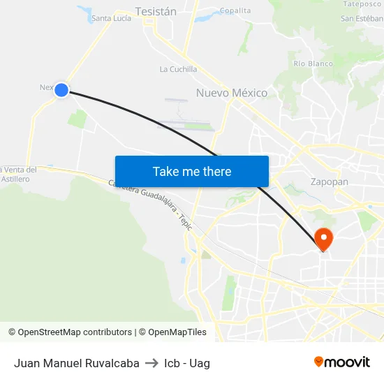 Juan Manuel Ruvalcaba to Icb - Uag map