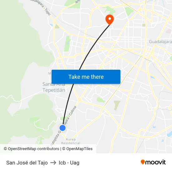 San José del Tajo to Icb - Uag map