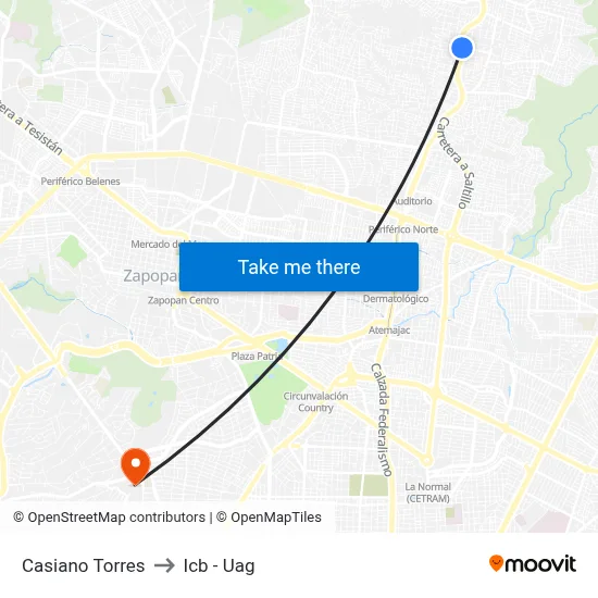 Casiano Torres to Icb - Uag map