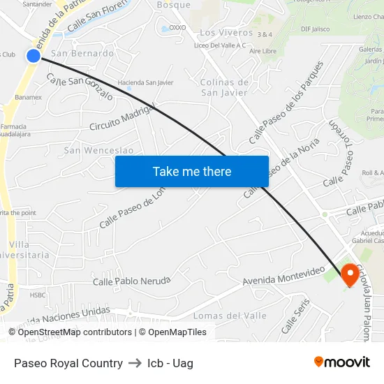 Paseo Royal Country to Icb - Uag map