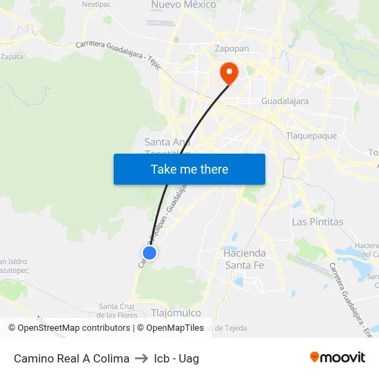 Camino Real A Colima to Icb - Uag map
